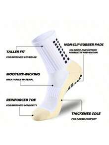 6 Pairs Men's Football/Basketball Socks, Anti-Slip Sports Socks With Non-Slip Pad - Multicolor - View 2