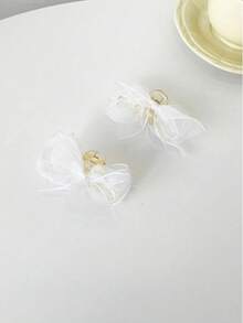 2件装 2023新款网状蝴蝶结刘海夹 - 白色 - 查看 2