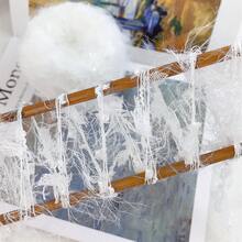 1包100克手工新奇花式毛线，白色婚纱风格混纺毛线，多股混纺长蓬松毛线，适用于编织、钩编、DIY包包、帽子、围巾、发圈、手工配饰和工艺项目 - 100g - 查看 4