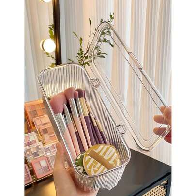 Makeup Brush Storage Box, Transparent Cover, Waterproof Dustproof Makeup Sponge Storage Box, Suitable For Eyebrow Pencil, Eyeshadow Brush, Luxury Makeup Brushes, Storage Bucket, Desktop Pen Brush, Makeup Sponge,Makeup Bag,Travel Essential