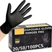 20/100pcs Nitrile Gloves, Cleaning Gloves, Dishwashing Gloves, Household Cleaning Gloves, Disposable Nitrile Gloves, Black Gloves Disposable Nitrile Gloves Household Nitrile Gloves Powder-Free Nitrile Gloves Touchscreen Compatible Gloves Waterproof Oil-Proof Gloves Non-Slip Grip Gloves Kitchen Cleaning Dishwashing Hairdressing Auto Repair Medical Cleaning Food Preparation Affordable Nitrile Gloves Cleaning Supplies - Black - View 1
