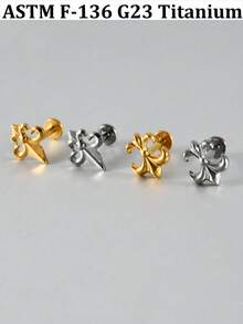1PC Punk G23 Impant Titanium Ox Horn/Boat Anchor Labret Lip Nose Stud Internal Threaded Cross Sword Flat Back Earrings16G Conch Helix Tragus Piercing Jewelry Silver Color &18k Golden Plated In Daily Life - As Shown - View 7