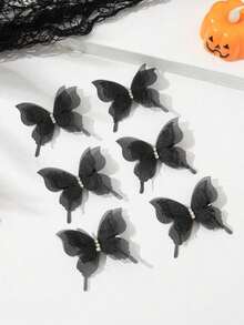 6pcs Lace & Rhinestone Layered Butterfly Hair Clips Claw Clips Hair Claws Hair Barrettes, School Stuff, Halloween Accessories, Looks Of Party, Hair Accessories, Head Accessories - 多色 2 - 查看 1