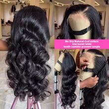 13x4 13x6 高清蕾丝前假发，真人混纺发丝，26英寸自然黑色水波纹真人前额假发，200密度，12A级，5x5无胶假发，蕾丝前假发，预先拔毛，女士无胶前额假发 - 自然色&黑色系 - 查看 9