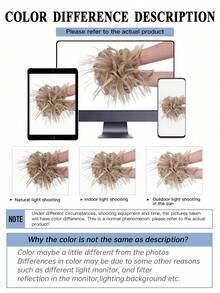 Fluffy Bun Hair Scrunchies, Elastic Synthetic Hair Bun Hairpieces, Ombre Golden Ponytail Hair Accessories, Hair Ties For Women - Blonde Ombre - View 9