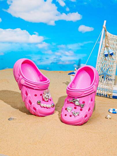 Summer New Kids Flat Non-Slip Wooden Clogs, Closed Toe Breathable Beach Sandals, Children's Slippers, EVA Soft Bottom Lightweight Anti-Skid, Cute Fashion Accessories, Versatile Colors, Slip-On Design, Easy For Kids To Wear And Take Off