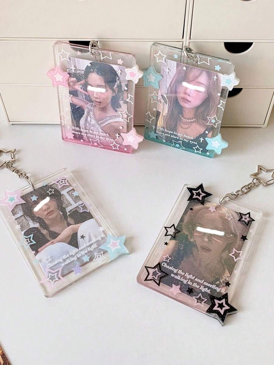 1 PC Acrylic Star Card Holder, Idol Idol Card Storage Protective Case, 3-Inch Display Pendant, Keychain