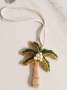 1 pieza Llavero de palma hecho a mano con cuentas - Diseño tropical verde, rosa y amarillo - Regalo para fiesta de playa bohemia, accesorio con cuentas duradero y unisex, esencial para viajes y uso diario, colgante de árbol de palma - Ver 5