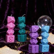 3D骰子硅胶蜡烛模具 - 可堆叠骰子蜡烛模具，适用于树脂浇铸，DIY多面骰子肥皂和蜡烛制作套装 - Dice Candle Mold - 查看 8