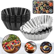 Carbon Steel Tart Mould, Tart Mould, Muffin Mould, Egg Pie Mould, Non-Stick Reusable Baking Moulds For Cupcakes, Cakes, Desserts, Ice Cream - Multicolor - View 1