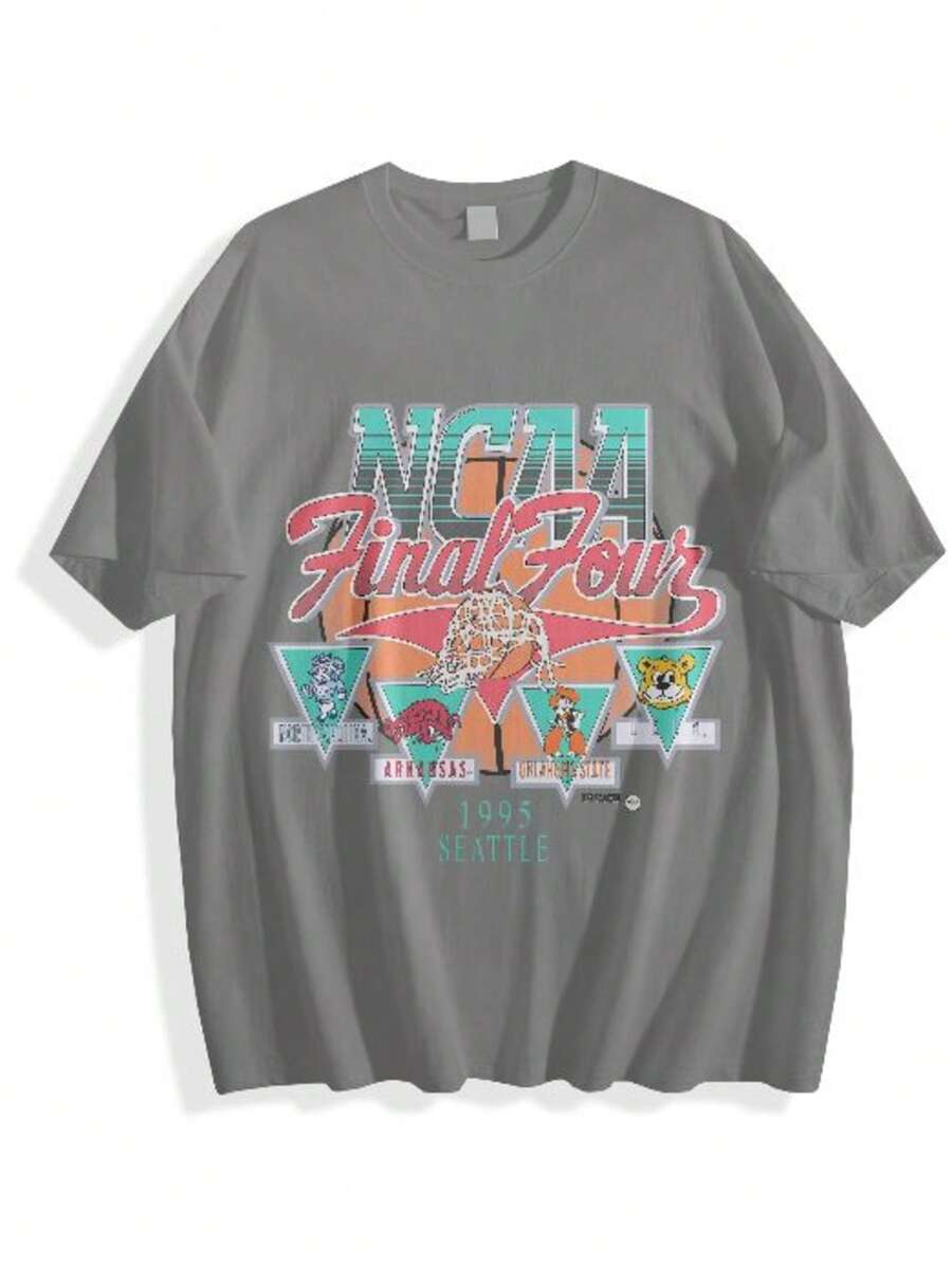 1995 NCA Final Four Official Game Shirt, Graphic Vintage Sports Tees Summer Grey Shirts For Men, Gift For Her, Gift For Him, Gift For Friend - 灰色 - 查看 1