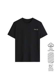 Áo thun nữ dáng rộng họa tiết hoa lan tối giản dễ thương, chất liệu 100% cotton thoáng khí, cổ tròn, tay ngắn, phong cách Y2K nhẹ nhàng, phù hợp cho bữa ăn trưa, hẹn hò, du lịch và những dịp thường ngày dễ thương. - màu đen - Xem 3