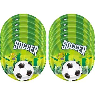 20pcs Green Soccer Party Plates, 7/9 Inch Soccer Plates, Party Paper Plates, Party Decorations, Birthday Party Supplies, Gifts, World Cup Celebration