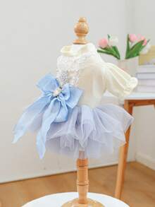 PETCIRCLE 1 pieza Vestido para mascotas, Ropa para perro/gato, Falda de princesa de hielo nueva y delgada para primavera/verano - Azul - Ver 7