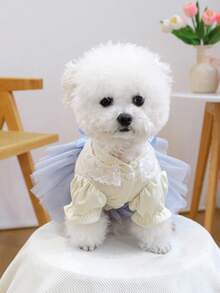 PETCIRCLE 1 pieza Vestido para mascotas, Ropa para perro/gato, Falda de princesa de hielo nueva y delgada para primavera/verano - Azul - Ver 4