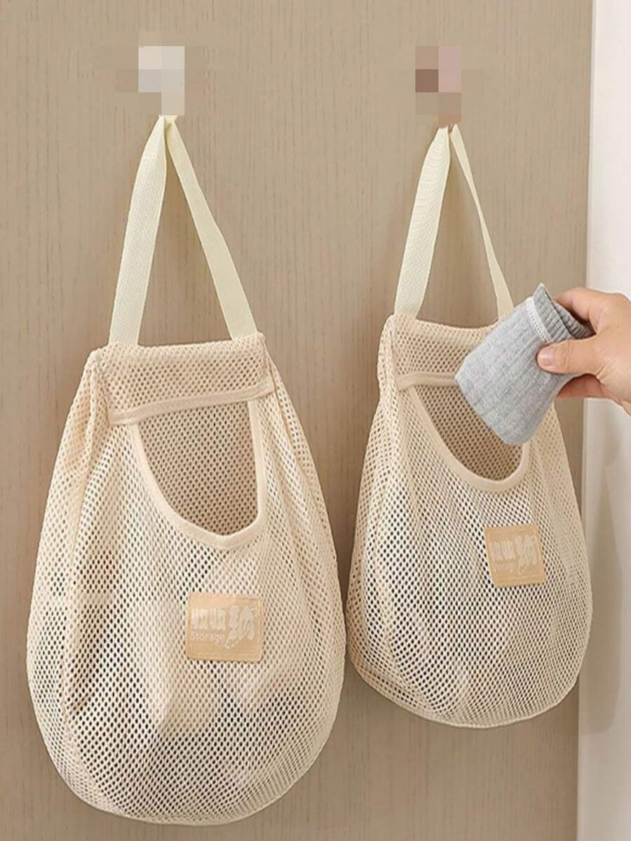 1 pieza Bolsa de almacenamiento de malla montada en la pared, organizador de ropa interior, calcetines y baño de tela ligera para colgar en la pared, ahorro de espacio para puerta/armario, de vuelta a la escuela, organización de dormitorio, almacenamiento de ropa y baño, organizador de lavandería