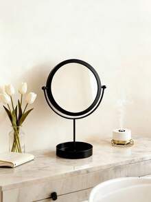 1PC Exquisite Nordic Light Luxury Style Desktop Vanity Mirror, Oval, Round Optional, Creative Metal Frame, Bottom With Storage Tray, Can Place Lipstick, Cosmetics, Jewelry, Jewelry, Perfume, Makeup Brush, Aromatherapy Products, Etc. - Multicolor - View 10