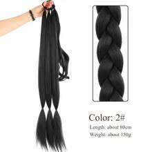 European And American Synthetic Fiber Wigs Women, Large Braids, Dreadlocks, Ponytails, Long Braided Ponytail Extensions, Three-Strand Braids, Twisted Braids - 2#自然黑 - 查看 5