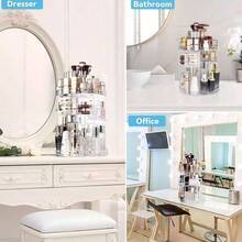 1 PCS Rotating Makeup Organizer For Vanity, Large Cpacity Cosmetic & Skincare Organizers, Clear Makeup Holder For Countertop, Dresser And Bathroom, Adjustable Trays, 360 Degree Spinning. - Xem 8