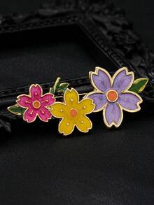 1pc Colorful Floral Brooch, Chic Fashion Accessory For Coat/Dress, Prevents Wardrobe Malfunction, Stylish And Elegant - Color - View 5