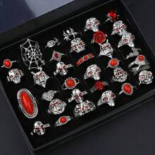 10/20 chiếc/gói Nhẫn hình con cú và con rắn phong cách Punk cổ điển, Trang sức đeo ngón tay hình động vật thời trang hợp thời trang, Phụ kiện tiệc ngày lễ, Quà tặng - Nhẫn phối phong cách Punk - Xem 29