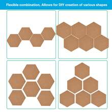 RIMEMO Hexagon Cork Board Tiles, Self-Adhesive Wall Pin Boards, Bulletin Board For Office, Home, Kitchen (1/4/6/10 Pack), Back To School - Hexagonal Cork Board - View 11