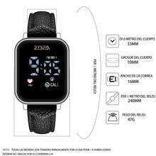 ZOEA Couple Digital Watches - 黑色錶帶/銀色盒子 - 查看 3