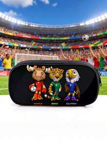 1个足球主题铅笔盒，可爱卡通设计，大容量文具袋，学生铅笔盒，返校礼物，学习用品礼品 - 彩色 - 查看 1