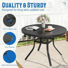 Round Outdoor Dining Table For 4, Weather Resistant Garden Table For Patio - Black - View 5