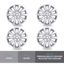 4-Pack Hubcaps Compatible With Nissan Leaf 2011-2025, Sentra 2013-2019, 16 Inch 16" Steel Wheel, Wheel Covers Skins, S-Nap On Tire Cover Replacement (Silver Color) - A - View 8