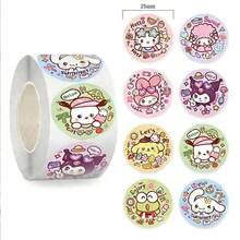 SANRIO 500 miếng/cuộn Hình dán nhân vật hoạt hình dễ thương, bao gồm [Nhân vật hoạt hình 1], [Nhân vật hoạt hình 2], Hình dán trang trí thích hợp cho quà tặng tự làm, niêm phong, nhãn trò chơi và quà tặng đáng yêu. - Nhiều màu - Xem 2