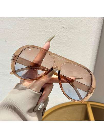 1pc New Vintage Design Oversized Square Fashion Glasses, High-End Street Style Party Festival Everyday Casual Eyewear Beach Accessories For Women Glasses Shades Plain Casual PC None Casual PC None Casual PC None
