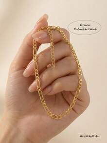 CHOSHILAR 1条简约素面链条脚链，可调节波西米亚海滩风脚链，适合女性日常佩戴及各种场合，是母亲节、感恩节、情人节的绝佳礼物。 - 金色2 - 查看 4