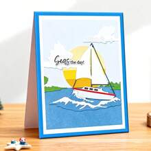 Creative Sailboat And The Sea Dies, DIY Scrapbooking Album And Embossing Stencil, Greeting Card Making Tool, Card Paper Cutting Crafts ,Gift Card Making Template Die Cuts. - Silver - View 10