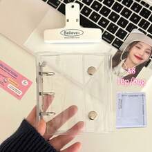 Caderno Transparente De Folhas Soltas Nos Tamanhos A8/A7/A6/M5 (1 Peça), Com 10 Ou 20 Páginas De Adesivos. Ideal Para Guardar Fotos E Cartões De K-Pop, Com Capa De Macio E Fecho Duplo. Perfeito Para Projetos Diy, Álbuns De Fotos, Cadernos De Adesivos, Agendas, Material Escolar E Artigos De Escritório. Perfeito Para Entusiastas De Diários, Fãs De K-Pop, Profissionais, Estudantes E Amantes De Papelaria. - Claro - Ver 12