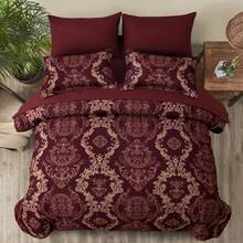 7 Pieces Paisley Comforter Set Queen King Bed In A Bag Comforter, Brown/Blue/Green/Pink Boho Pattern Soft And Comfortable Summer Bedding Set Bed In A Bag For All Seasons, Includes Comforter, Flat Sheet, Fitted Sheet, Pillowcases, Ideal Gift. - 紫紅色 - 查看 8