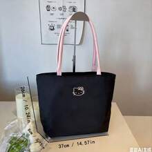 SANRIO 黑色和粉色Hello Kitty刺绣拉链手提包，防水尼龙大容量单肩包，通勤、上学、休闲等多种场合皆宜 - 彩色 - 查看 11