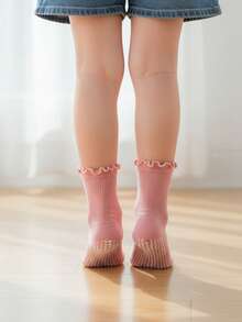 6双装女童荷叶边防滑袜，可爱防滑花边袜 - 彩色 - 查看 2