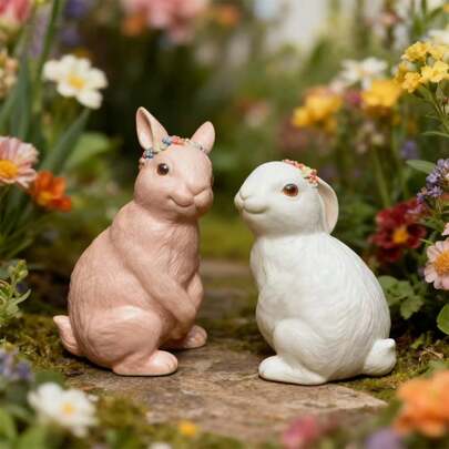 1套情侣兔子香薰蜡烛模具，复活节兔子石膏家居装饰配件，硅胶模具