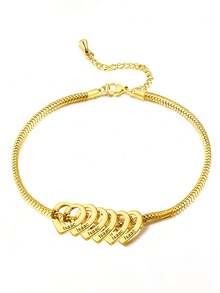 Customized Stainless Steel Personalized Family Name Bracelet With Heart Pendant. Mother's Love, Family Names Laser Engraved, Elegant Holiday Gift Suitable For Valentine's Day, Thanksgiving, Mother's Day, Teacher's Day, Christmas, Birthday, Anniversary - Multicolor - View 19