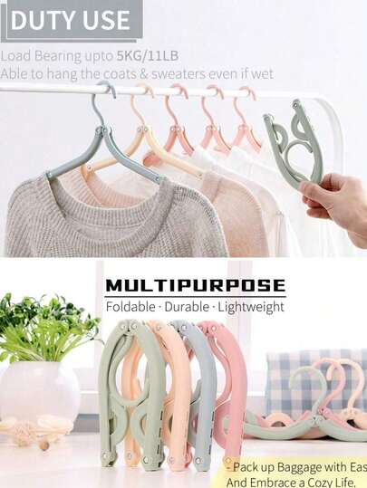 12pcs Foldable Travel Hangers Lightweight Portable Clothes Hangers For Cruise Vacation Dorm Room Luggage Packing Organizer Travel Essentials Accessories