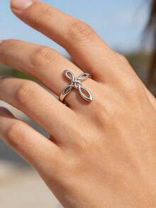 1 Pc Fashion Knot Cross Ring For Women Gold Color Stainless Steel Geometric Ring Wedding Party Jewelry Gift - Gold 1 - View 14