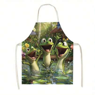 一件彩色蜂鸟花卉图案厨房围裙，适用于厨房、客厅、餐厅、酒店、户外烧烤等多种场合，100% 涤纶材质，可机洗，大号围裙