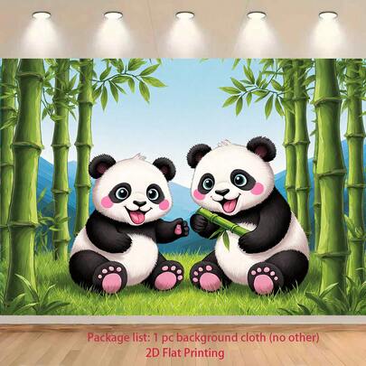 1. 熊猫背景横幅 - 可重复使用的摄影棚墙面装饰，适用于直播、派对、生日、周年纪念、室内外使用 - 涤纶材质，可用于房间、花园、庭院装饰、熊猫主题房间装饰。多种款式和尺寸可供选择。