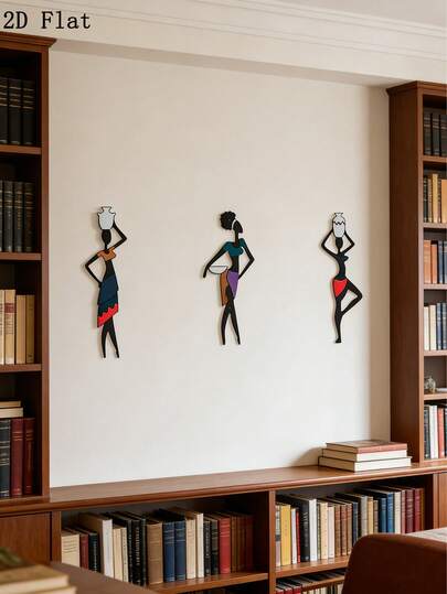 2D African Women's Iron Wall Sculpture - Silhouette With Water Tank And Tray, Indoor Hanging Art For Bedroom, Living Room And Entrance, Cultural Home And Art Enthusiast Gift