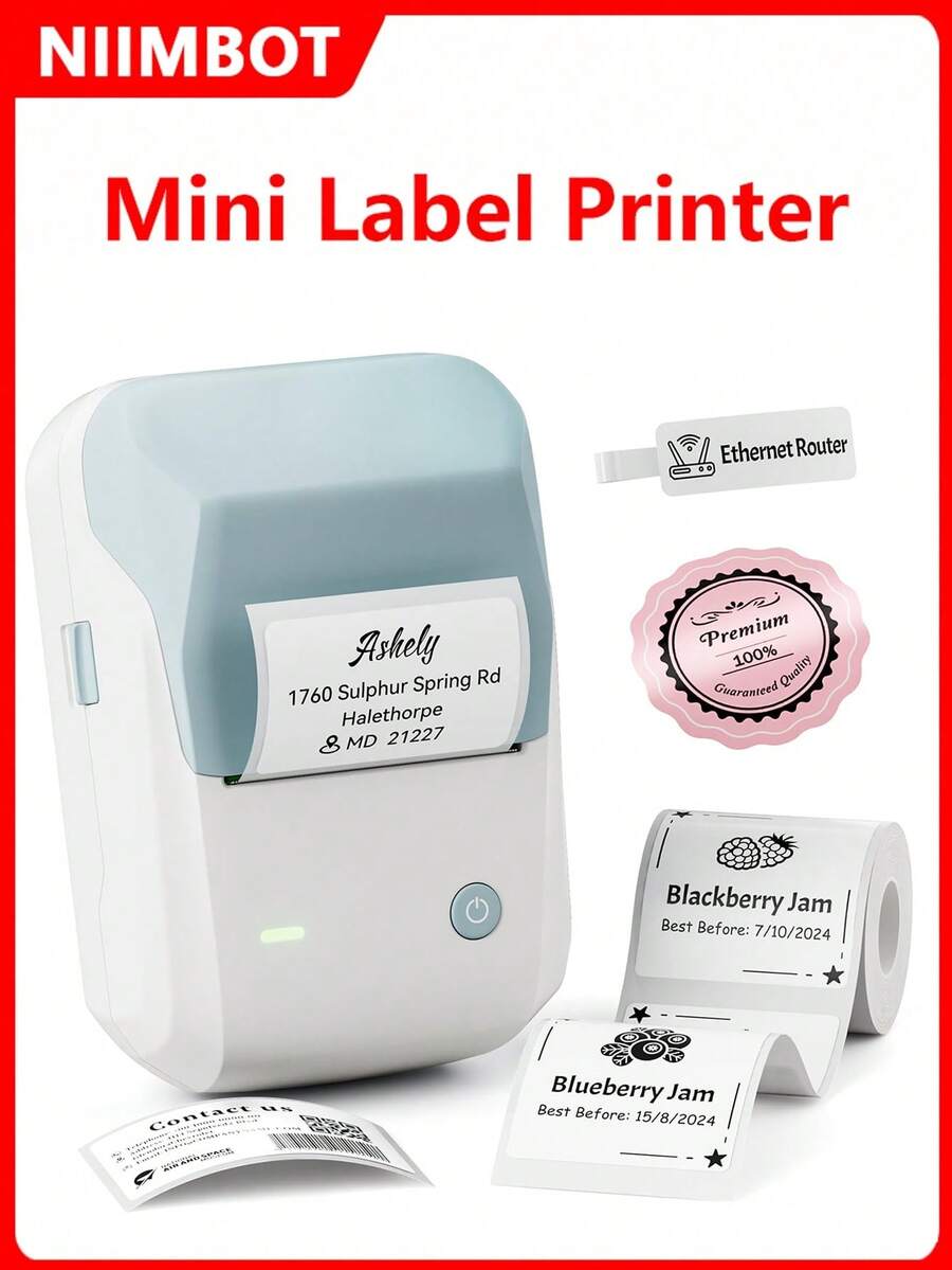 Niimbot B1 便携式热敏标签打印机，迷你口袋打印机，移动蓝牙口袋标签价格标签机 - 彩色 - 查看 1