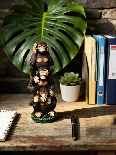 1pc Creative Animal Figurine - Retro Gorilla - Office Desk Decor - Nordic Style Living Room Shelf - Home Decoration - Office Garden Landscape Ornament