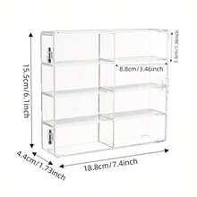 4 piezas de cajas de almacenamiento de plástico transparente multiusos, diseño apilable con tapa abatible de 8 compartimentos, adecuado para exhibir/almacenar autos de juguete, decoraciones, gabinete, mostrador, fácil de limpiar y duradero, puede contener 32 piezas de autos a escala 1/64 - Coches de juguete no incluidos - Ver 5
