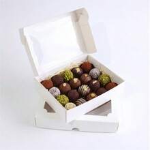 Caixas com visor transparente para doces goumert, donuts, pão de mel, trufas, bombons, sabonete artesanais e mimos,18cm, duplex 250g, cor branca embalagens 40 peças - Visão 1