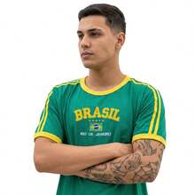 Unisex Embroidered Brazil Flag Blouse - 綠色 - 查看 6